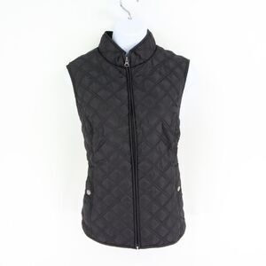 Croft & Barrow‎ Quilted Vest Jacket Full Zip Womens PM Black Polyesyter Pockets